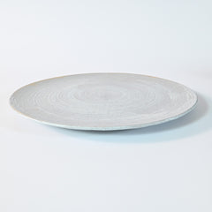 Gray Whirlpool Patterned Mino Ware Flat Plate