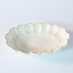 White Flower-Shaped  Oval Plate