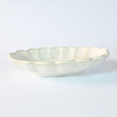 White Flower-Shaped  Oval Plate